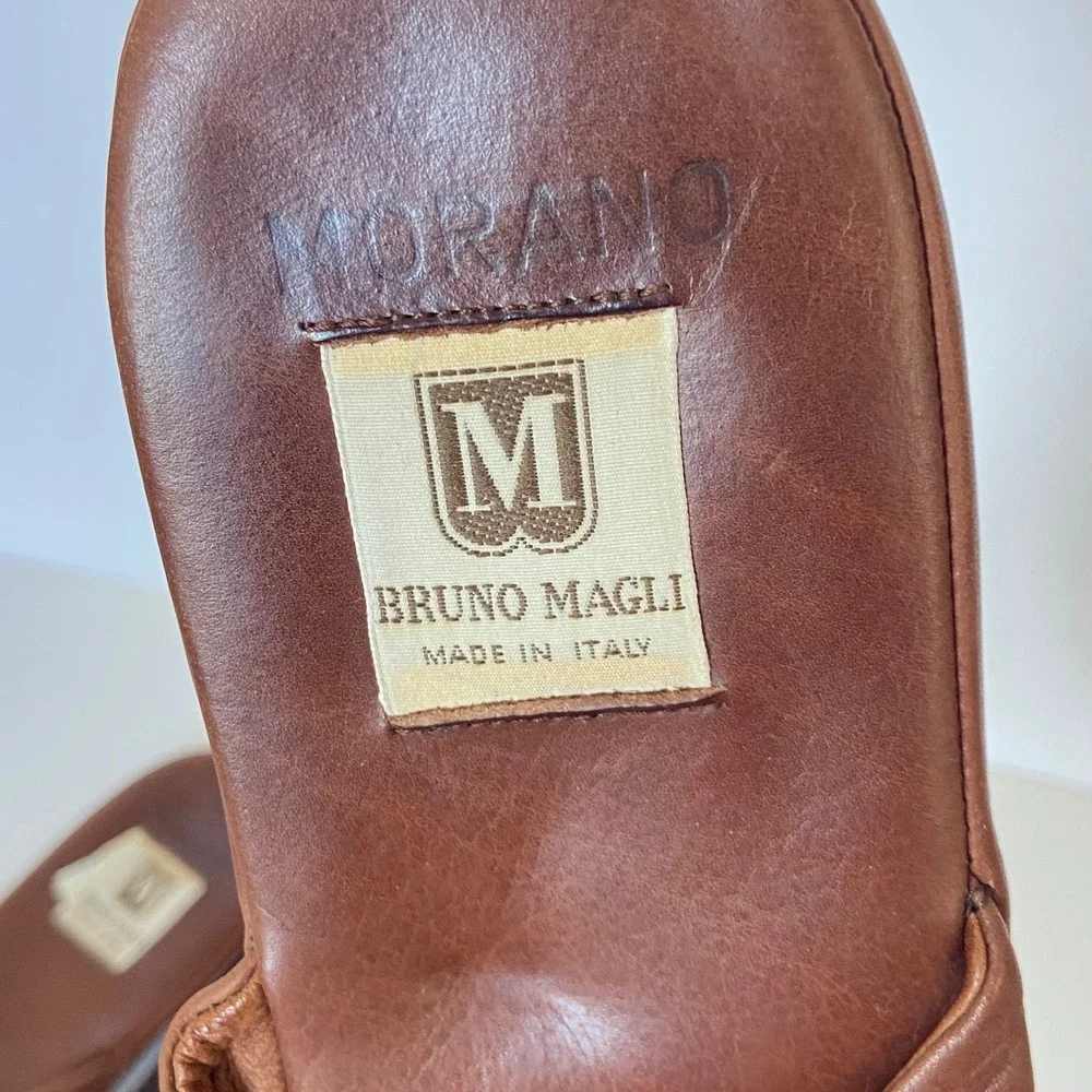 Bruno Magli Morano Mens Brown Leather Travel Slippers with Zipper Pouch Size 11